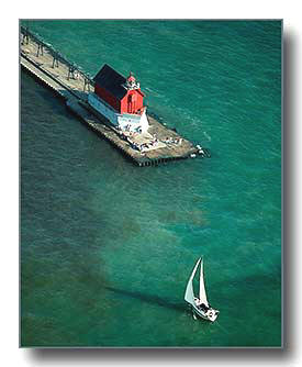 Grand Haven Lighthouse and Sailboat