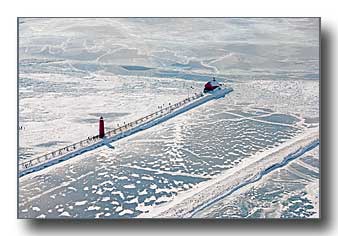 Grand Haven channel in winter