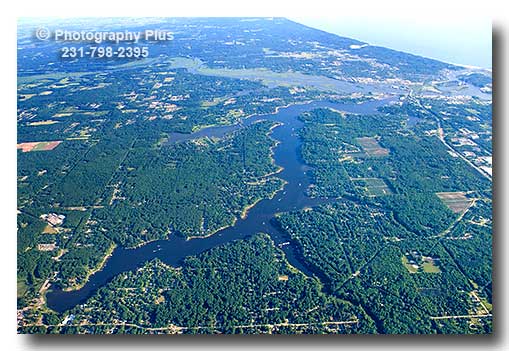 A High Aerial Photo Of Spring Lake In Michigan Looking North To South