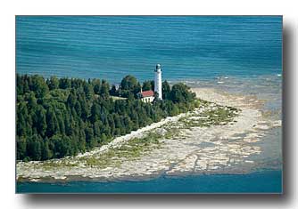 Aerial photo of Cana Island and lighthouse