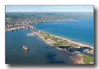 Aerial photo of the Duluth harbor