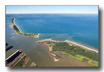 Aerial photo of the Superior, Wisconsin harbor