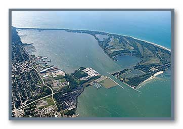 Aerial photo of the harbor at Erie, PA