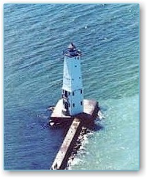 Aerial photo of the Frankfort lighthouse