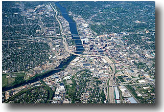 High view of Grand Rapids to the northeast