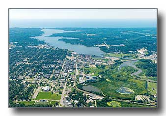 Aerial photo of Holland Michigan from east to west