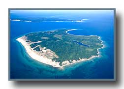Aerial photo of South Manitou Island in Lake MI