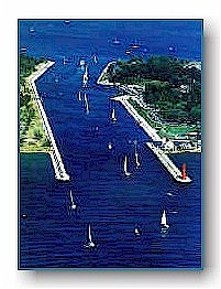 Sailboats in the Muskegon Channel