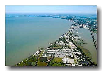 Aerial photo fo the Port Clinton shoreline