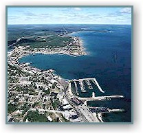 Aerial view of St. Ignace looking north