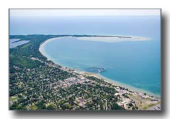 Aerial photo of East Tawas and Tawas Bay