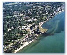 The city of Tawas with Tawas Bay Condominium Marina in the foreground